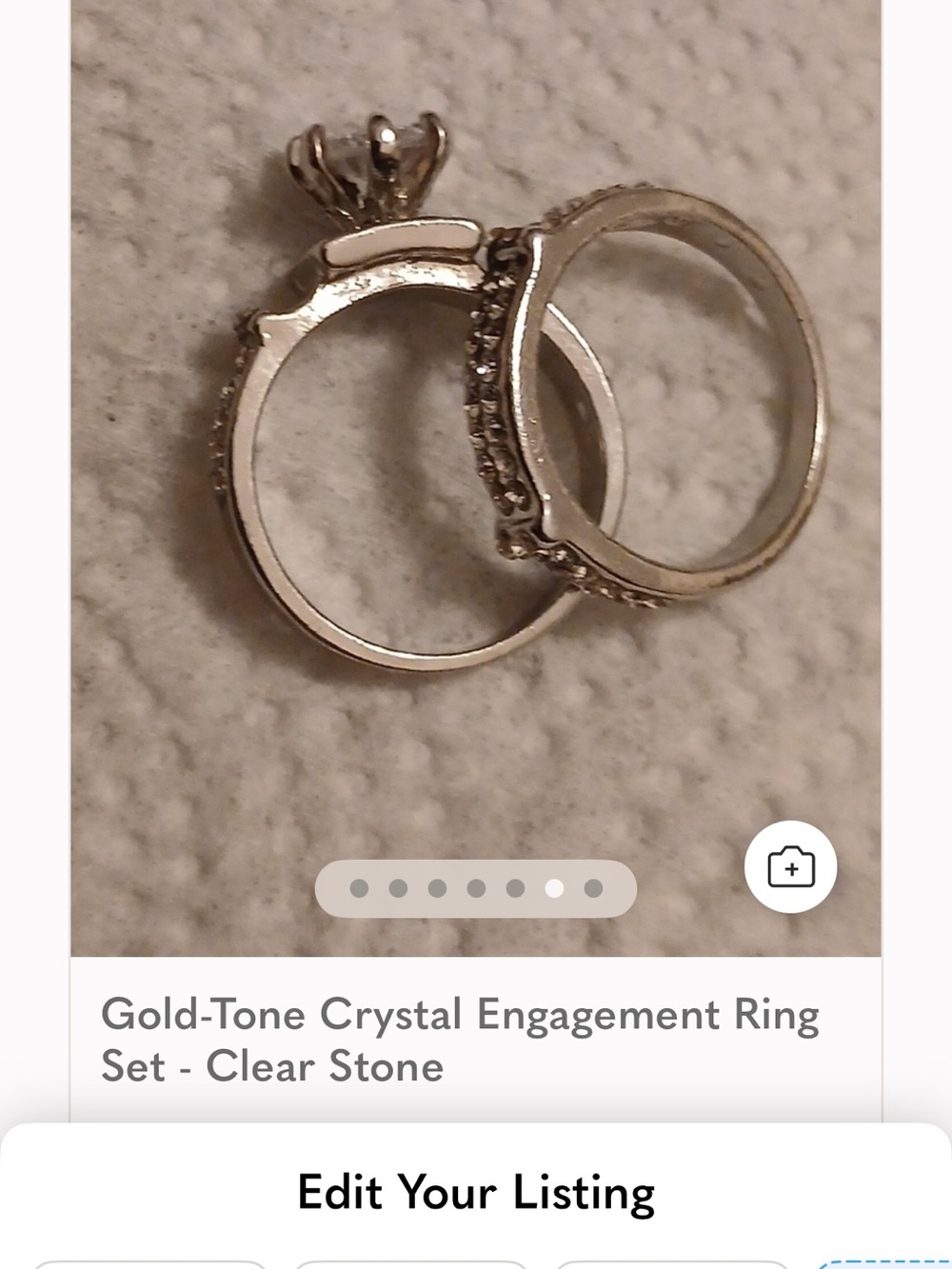 Gold-Tone Clear Crystal Bridal Ring Set